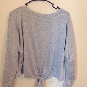 Grey tie front long sleeve